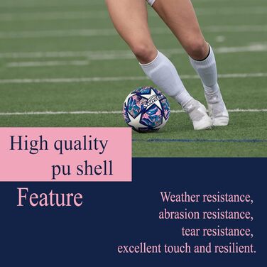 Футбольний м&39яч Senston з насосом, м&39який на дотик, розмір 4 / розмір 5 для трави та штучного покриття, тренувальний футбольний м&39яч для початківців, сімей та гравців-аматорів, рожевий, розмір 5
