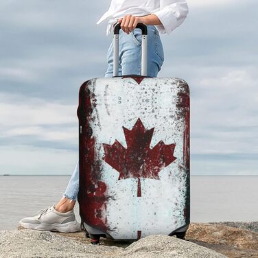 Чохол на валізу BAFAFA, дизайн Ретро-прапор Канади, з принтом, захист валізи, еластичний, стійкий до подряпин, захист від пилу, чорний, XL