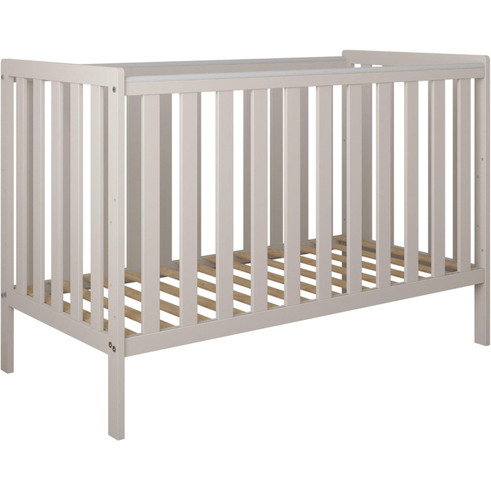 Дитяче ліжечко, ліжко Bambi 2-в-1 - Трирівневе регулювання для дитини, яка не сидить, сидить та стоїть - Два знімні поручні - з захисним бортиком - 60x120x86 см, Кашемір