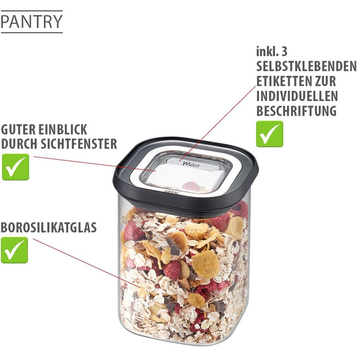 Герметична банка GEFU з кришкою, скляний контейнер для зберігання продуктів, можна брати до посудомийної машини, місткість 900 мл