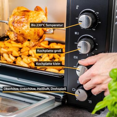 Міні-піч TZS First Austria з конфорками Ємність 30 л 3200 Вт, конвекція, макс. 230C Підходить для кемпінгу, гуртожитків та невеликих кухонь