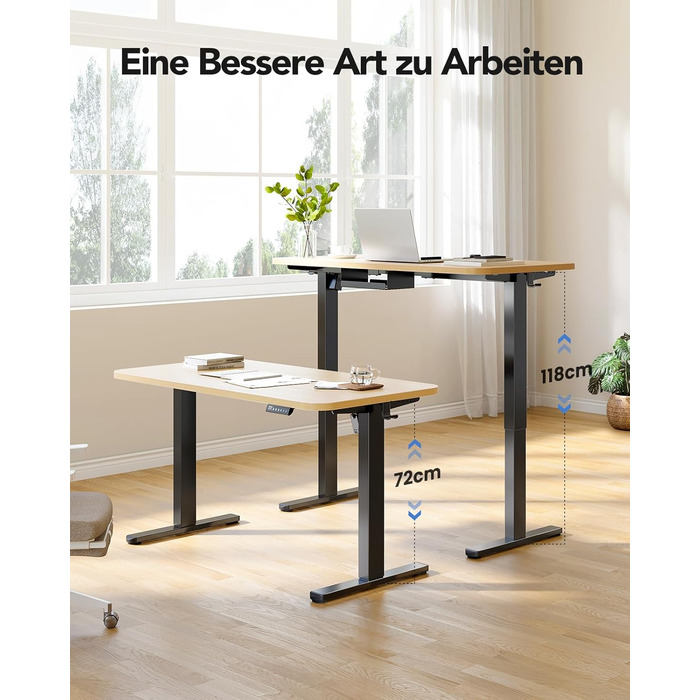 Каркас столу HUANUO з регульованою висотою та безщітковим двигуном, вантажопідйомність 100 кг, ніжки столу, регульована висота каркаса столу для стільниць 110x200 см, тільки каркас, чорний