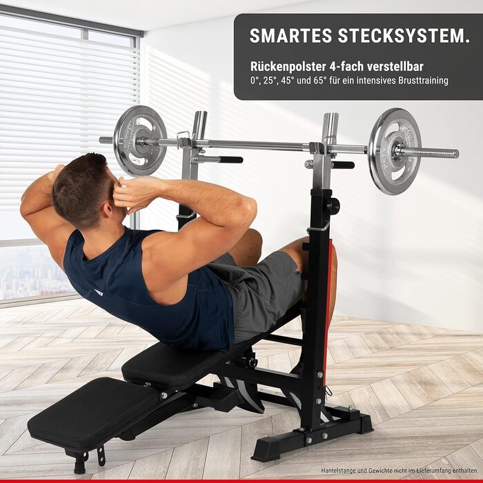 Силова лава HAMMER Force 4.0 зі стійкою, складна лава, похила лава, плоска лава, максимальна вага тіла 180 кг, рукоятки для віджимань, стійка для штанги - регульована тренувальна лава для жиму лежачи в домашньому спортзалі