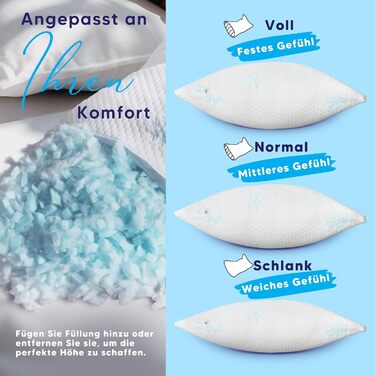 Подушка з піни з ефектом пам&39яті - регульована по висоті подушка з подрібненою піною з ефектом пам&39яті, подушка для шиї, подушка для сну на боці, подушка для підтримки шиї, 60x40x20 см