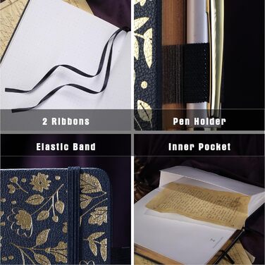 Журнал TIEFOSSI Bullet Dot, вінтажний блокнот для жінок та чоловіків, 160 г/м, 192 сторінки преміум-класу, блокнот A5 у твердій палітурці у подарунок, для щоденного письма в туристичному агентстві, блокноти з синіми аркушами