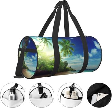 Спортивна сумка, дорожня сумка, пляжна сумка, принт Захід сонця, сумка на нічліг, чорна, універсальний розмір