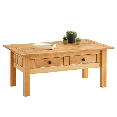 Журнальний столик IDIMEX Cancun з двома шухлядами стіл для вітальні, масив сосни, морений/вощений