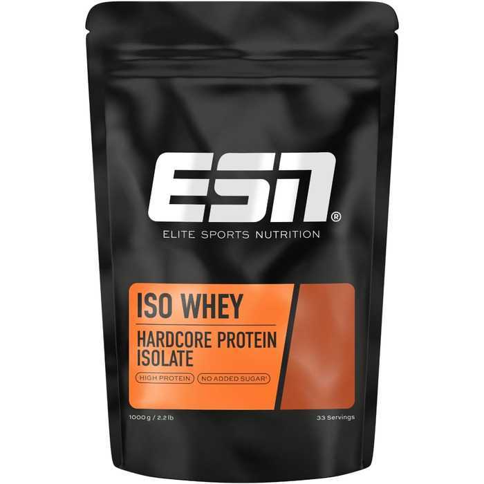 Протеїн ESN Iso Whey Hardcore, Natural, 1000 г, зроблено в Німеччині