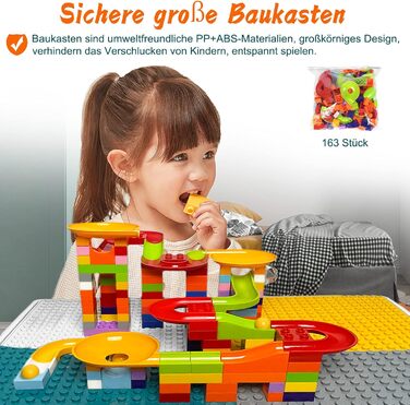 Дитячий стіл 6-в-1 з 2 стільцями, дитячий ігровий стіл зі 163 будівельними блоками, двостороння стільниця, багатофункціональний робочий стіл, пісочниця, стіл для рукоділля типу B - зі 163 будівельними блоками