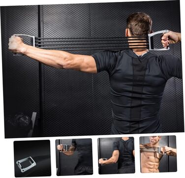 Фітнес-обладнання 1 x Пуллер Еспандери для вправ Еспандер для грудей Для чоловіків Гімнастичні стрічки Для чоловіків Еспандер для вправ на прес Фітнес-мотузка Настінний ролик Пластик з поліпропілену Чорна пружина
