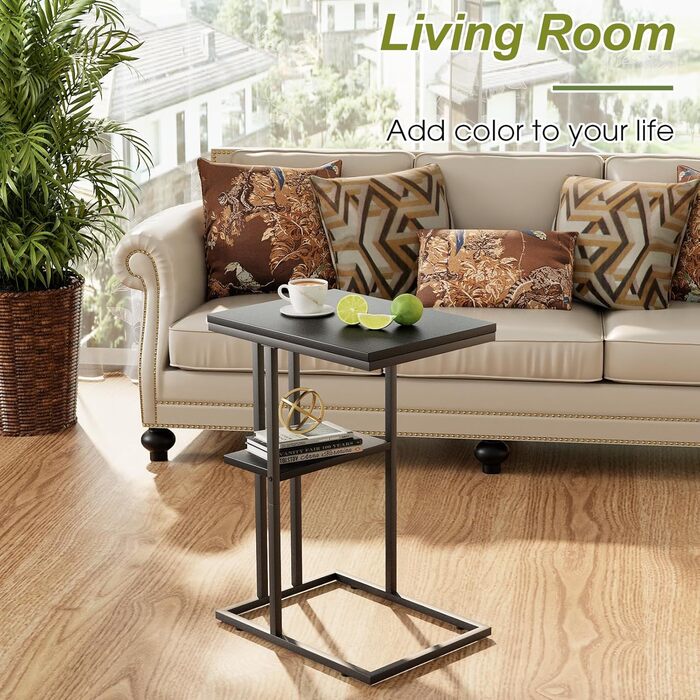 С-подібний приставний столик, приставний столик до дивана, журнальний столик, маленький столик, столик до дивана, тумбочка для ліжка, бічний столик, приставний столик до дивана, маленький столик для ноутбука, столик до дивана, дерев&39яне оздоблення, чорн