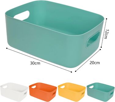 Набір з 8 барвистих коробок для зберігання, пластикові кошики для зберігання, органайзери для кухонних шаф з ручками, коробки для зберігання кошиків, пластикові кошики для ванної кімнати, кухні, комори, 8 л, барвисті