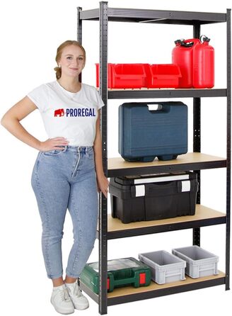 Міцний стелаж Gorilla ВxШxГ 180x90x40 см Вантажопідйомність полиці 175 кг Чорний Стелаж для гаража, стелаж для підвалу, стелаж для майстерні, стелаж для зберігання, стелаж без ригелів, 2 шт. ВxШxГ 180x90x40 см, чорний, 2 шт.