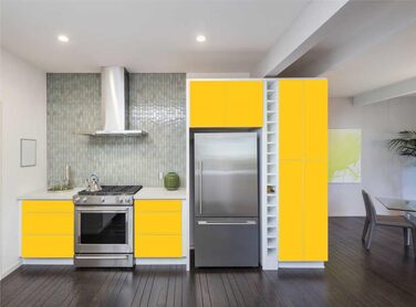Наклейки Меблі та кухонні шафи 31.5x300см - MATT - Фольга Високоякісна ПВХ клейка плівка для кухні Меблі Водонепроникні шафи Самоклеюча фольга Кухонна фольга Декоративна фольга Меблева фольга - коричнева (021-жовта)