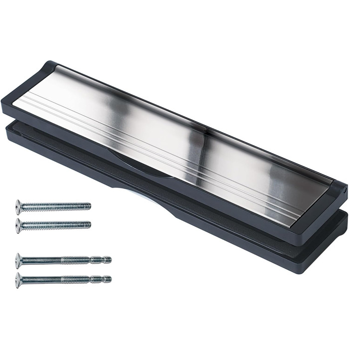 Дверна поштова скринька 30,6 см (12 дюймів) – чорний/полірований срібло