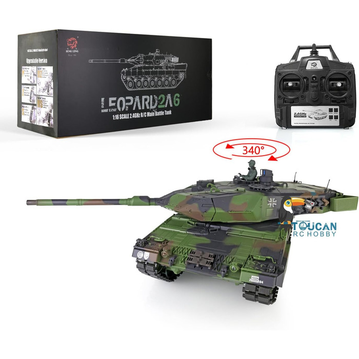 Радіокерований танк Leopard 2A6 RC 1/16, 2.4 GHz, з функцією стрільби (6 мм)