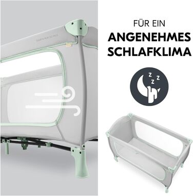 Дорожнє ліжечко Hauck Sleep N Play Go Plus, Dusty Mint - Дитяче дорожнє ліжечко з колесами, сумкою для перенесення, складною основою та великою ігровою зоною - Від народження до 15 кг - Компактне та складане