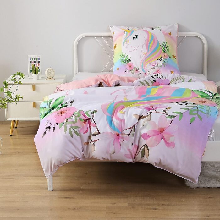 Підковдра та наволочка MUSOLEI Єдиноріг для дітей Рожевий Фіолетовий Синій Білий Зелений Небесно-блакитний і райдужний Єдиноріг М'