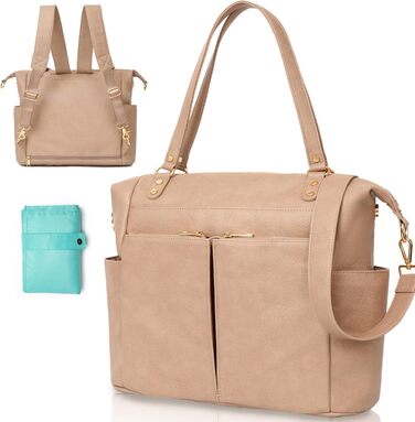 Пеленальна сумка MOMINSIDE, сумка-сумка, шкіряна пеленальна сумка, рюкзак з 14 кишенями для мами, тата, список бажань для дитини,