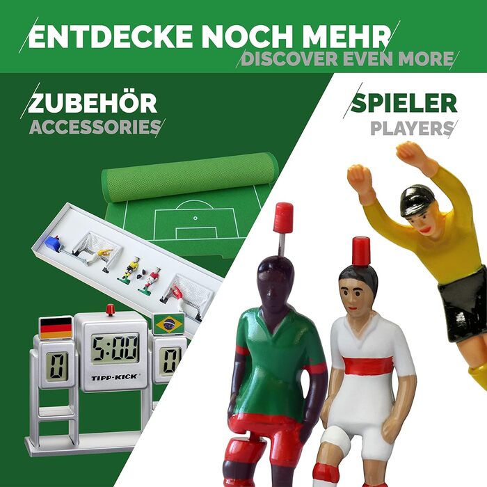 Набір TIPP-KICK для Суперкубка Франції 1 велике ігрове поле з бортами, 2 верхні кікери, 2 воротарі Тоні, 2 ворота, 2 м&39ячі, 1 годинник для перерви, 1 звуковий чіп, спортивна сумка Франція