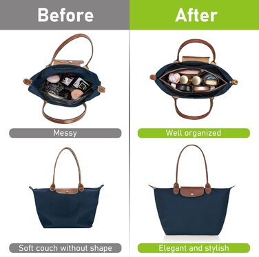 Органайзер для сумки Longchamp Le Pliage, фетровий органайзер для сумочки, з багатофункціональними кишенями великої місткості темно-сірий L