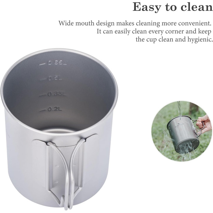 Одностінна титанова кружка Boundless Voyage з кришкою, складна ручка, для активного відпочинку на природі, кемпінгу, надлегка, для води, чаю, кави, 750 мл, 750 мл, 1 упаковка