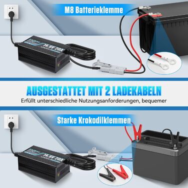 Зарядний пристрій KAISAL 12V 20A LiFePO4, зарядний пристрій для літієвих акумуляторів 14.6V для 12V LiFePO4 акумуляторів, 3-етапний автоматичний інтелект для кемперів, човнів та сонячних систем