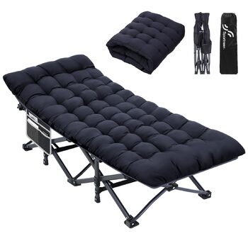 Розкладне ліжко Sportneer з матрацом, ширина 71 см, вантажопідйомність 204 кг, гостьове ліжко, туристичне ліжко, похідне ліжко з сумкою для зберігання для дорослих, для вулиці, в приміщенні, саду, кемпінгу, подорожей, 188 см 71 см 37 см, чорнийчорний