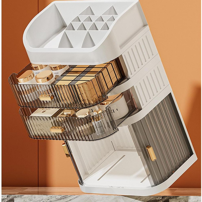 Косметична коробка для зберігання, розсувні двері, шухляда, стіл, багатофункціональна шафа для зберігання, багатошарова косметична коробка, комод (стиль A)