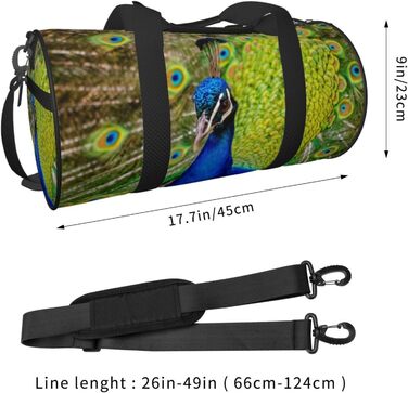 Спортивна сумка, дорожня сумка, стильний принт павича, сумка для подорожей та на ніч, чорна, універсальний розмір