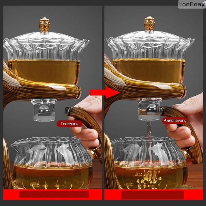 Елегантний скляний чайний набір Ледачий чайник автоматичний заварник, преміум аксесуари для дому, розкішний набір для чайної церемонії з магнітним закриттям.