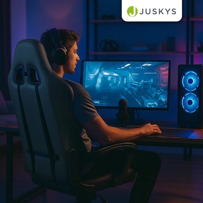 Ігрове крісло Juskys комп&39ютерне та офісне крісло в одному, ергономічне, регульована спинка, регульована висота, ігрове крісло зі штучної шкіри, бежевий/світло-сірий колір