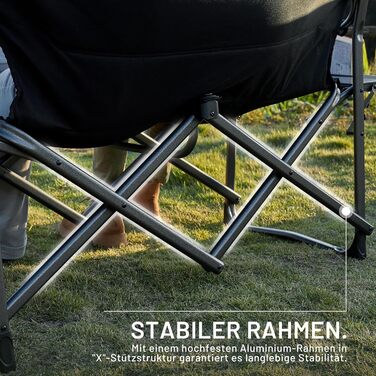 Складаний кемпінговий стілець TIMBER RIDGE для 2 осіб, вантажопідйомність 300 кг, розкладний диван, XXL 2-місний кемпінговий диван з бічним столиком, крісло для кемпінгу на свіжому повітрі, балкону, саду