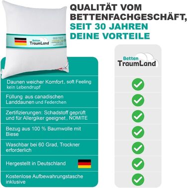 Подушка Bach&39s Beds World Mega Price Canada Soft Feeling 500 г 100 натуральне надзвичайно м&39яке пухове пір&39я 40x80 см