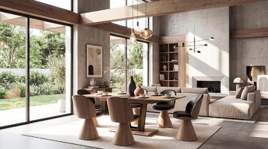 Розсувний обідній стіл Newroom до 200 см кольору Wild Oak Anthracite - Сучасний обідній стіл - 160-200 x 76 x 90 см (Ш x В x Г) - Розсувний стіл із синхронізованим механізмом висування - Їдальня, Кухня, Вітальня