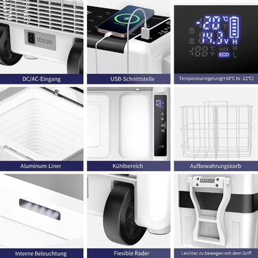 Холодильна камера LLIVEKIT, 40 л компресорна холодильна камера, міні-холодильник для автомобільної розетки, портативна морозильна