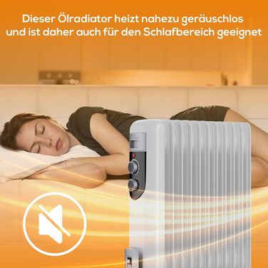 Електричний масляний радіатор Tronitechnik, 3 режими нагріву, 11 ребер, енергозберігаючий, термостат, захист від перегріву, OR-1 2500 Вт 11 ребер, білий