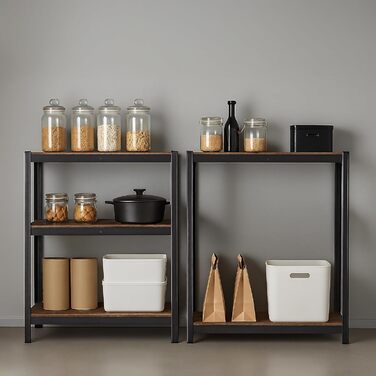 Міцний стелаж Relaxdays, ВШХ 180x60x30 см, 500 кг, 5 полиць, індустріальний стиль, полиця для зберігання в підвалі, вставного типу, чорний/коричневий