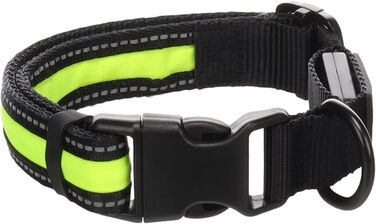 Нашийник для собак Flamingo Flitzy нейлоновий з LED підсвіткою, чорно-жовтий 35-50 см x 25 мм x 5 мм