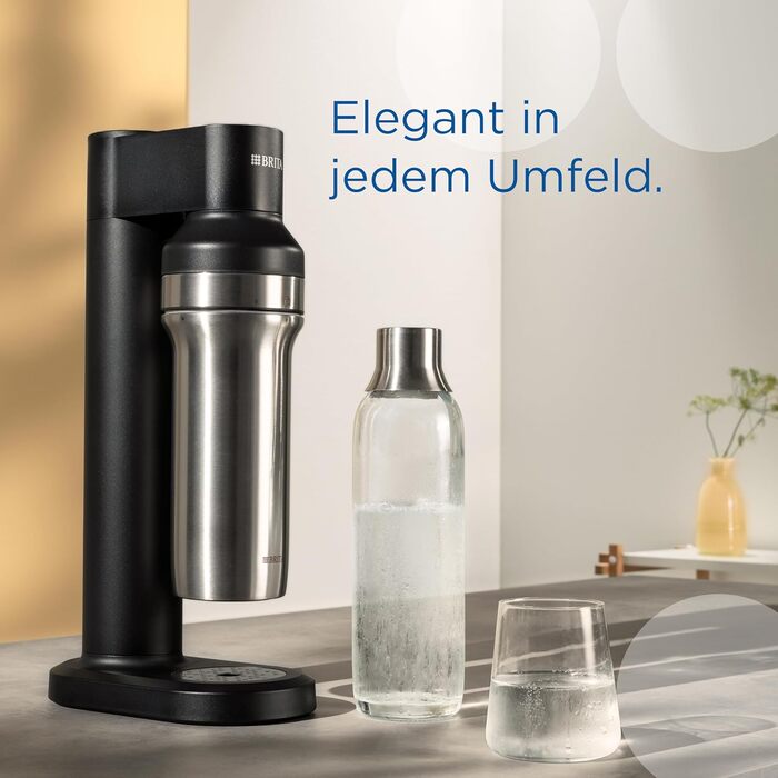 Скляна пляшка BRITA для SodaTRIO Maker (1 л), 2 упаковки змінні пляшки легкі, елегантні скляні пляшки для води в подвійній упаковці/пляшках для газованої води з полірованою кришкою з нержавіючої сталі