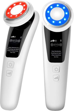 Ультразвуковий апарат Косметичний масажер для обличчя з глибоким очищенням, іонною терапією, підтяжкою обличчя, доглядом за очима, 2 світлотерапіями, термотерапією, мікровібраціями для підтяжки шкіри, омолодженням 03 Ультразвуковий апарат для обличчя