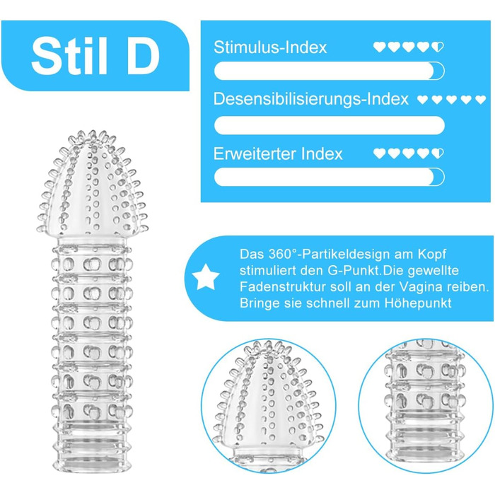 Набір з 4 силіконових насадок на пеніс QUEEN'S STORY