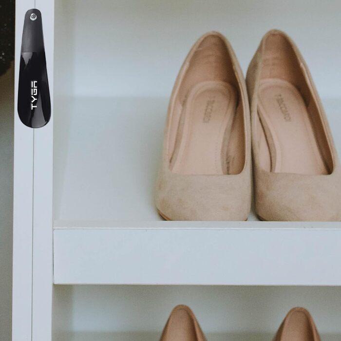 Чорний ріжок для взуття, універсальний - для всіх туфель, каблуків, черевиків і кросівок (лічильник - зручний для чоловіків, жінок