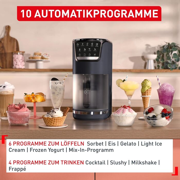 Морозивоnice Tefal Dolci для морозива, джелато, протеїнового морозива та сорбету, з 3 чашами з тритану