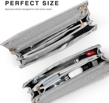 Вечірня сумочка-клатч для жінок, блискуча сумка через плече, жіноча сумочка на ланцюжку для вечірки, випускного, весілля, срібляста