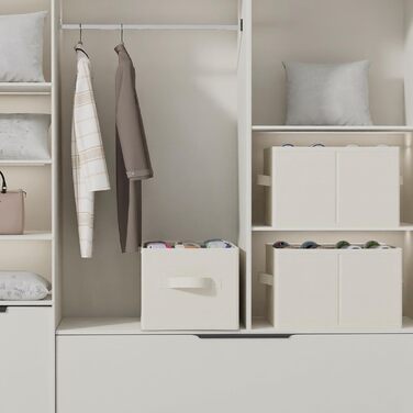 Елементний органайзер для взуття для шафи, великий простір для зберігання взуття, вміщує 12-24 пари, складна тканинна коробка для взуття з 3 ручками, 42 x 32 x 26 см, бежевий, XSNX02BE-2 2 комплекти (42 x 32 x 26 см) бежевий, 2-