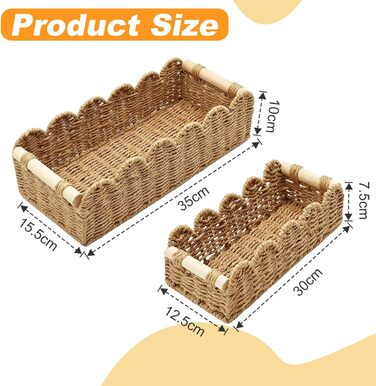 Плетений кошик для зберігання Yiomxhi з 2 предметів з дерев&39яними ручками, кошики для зберігання туалетного паперу, кошики на полицях, декоративний плетений кошик для кухні, ванної кімнати, дитячої кімнати, офісу (коричневий)