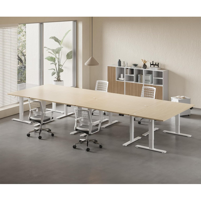 Стіл Homall з регульованою висотою 140x70 см з портом зарядки USB-A, електричний стіл з лотком для кабелів, стіл для роботи стоячи з 3 функціями пам&39яті, комп&39ютерний стіл бежевий 140x70 см білий бежевий