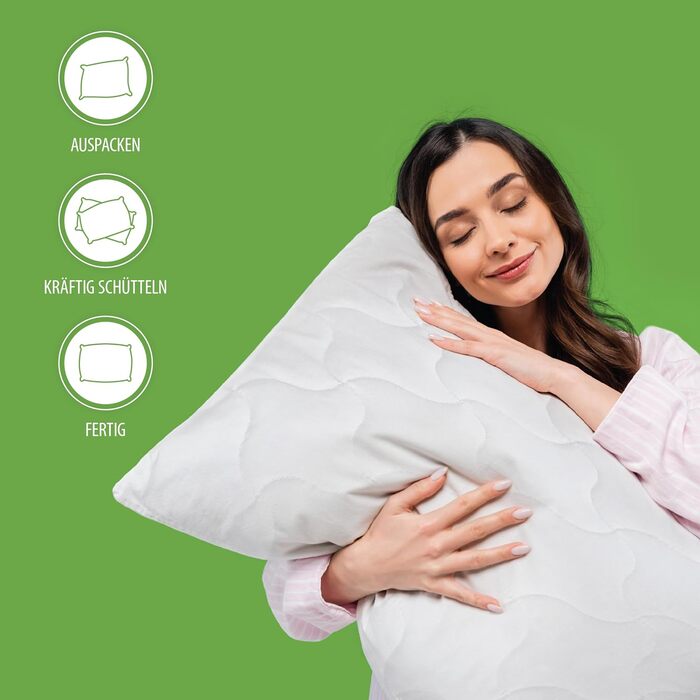 Подушка BLUE MOON з алое вера 70x90, комфортна подушка для сну, дихаюча подушка від алергії, зимова та літня подушка, 100 зроблено в ЄС, 70x90 см