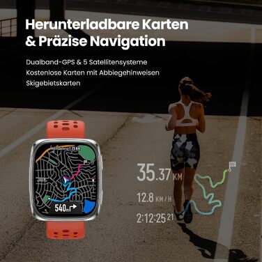 Розумний годинник Amazfit Active 2 з 1,75-дюймовим AMOLED-дисплеєм, офлайн-картами з GPS, 10-денним автономним часом, понад 160 спортивними режимами, водонепроникністю, відстеженням серцевого ритму та сну для Android та iPhone, чорним шкіряним квадратним 